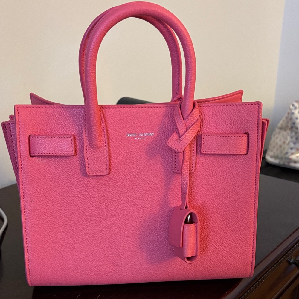Saint Laurent Nano Sac Du Jour Grained Fuchsia Satchel Bag